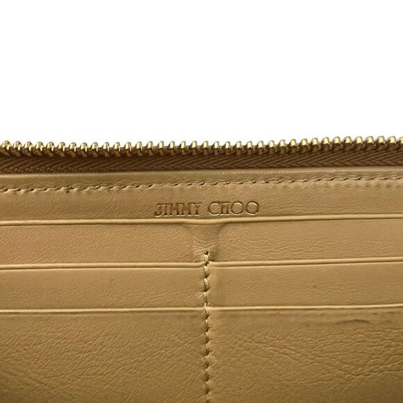 Jimmy Choo Long Wallet Gold Metallic Leather Star Studs Iconic !!! - Picture 5 of 10